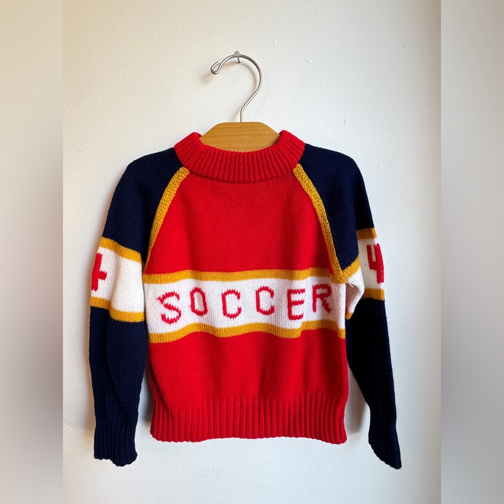 World Cup Universal Bright Red Knitwear crewneck sweater soccer vintage